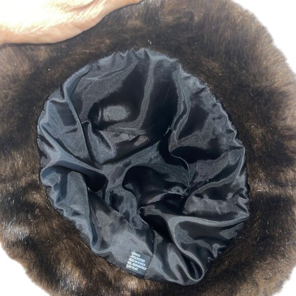Vintage Womens Bucket Hat Brown 23 Inch Faux Fur Casual main image 10